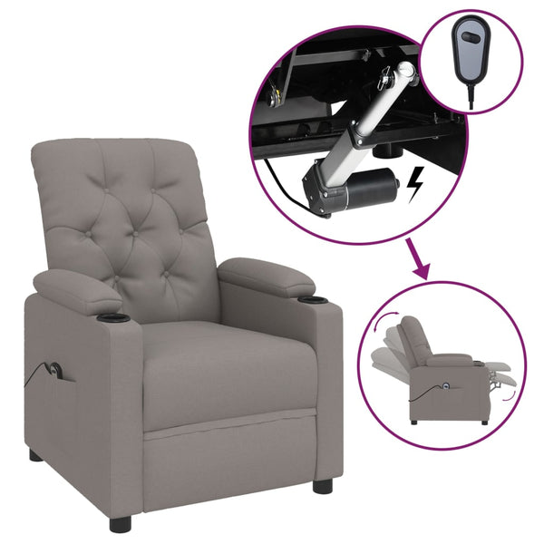 vidaXL Fauteuil relax électrique tissu taupe