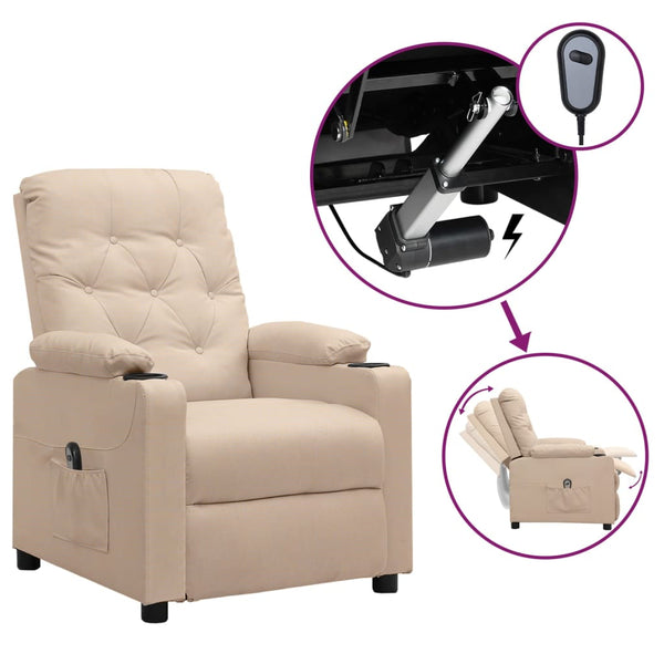 Relaxsessel Elektrisch Creme Stoff
