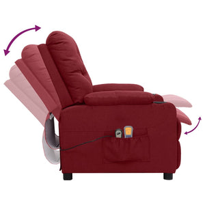 vidaXL Fauteuil de massage électrique en tissu rouge bordeaux