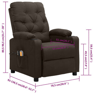 Massagesessel Elektrisch Dunkelbraun Stoff