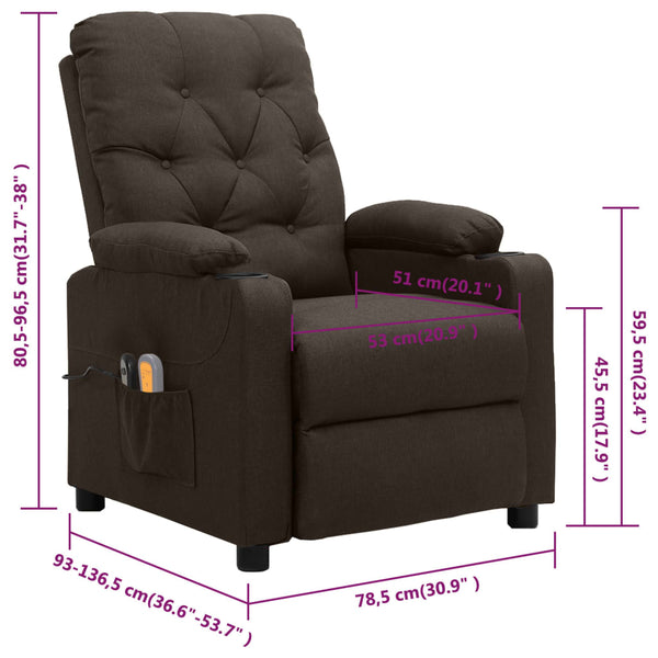 Massagesessel Elektrisch Dunkelbraun Stoff