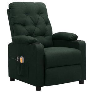 vidaXL Fauteuil de massage électrique Vert foncé Tissu