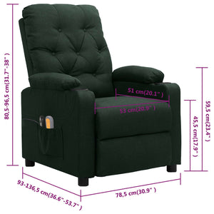 vidaXL Fauteuil de massage électrique Vert foncé Tissu