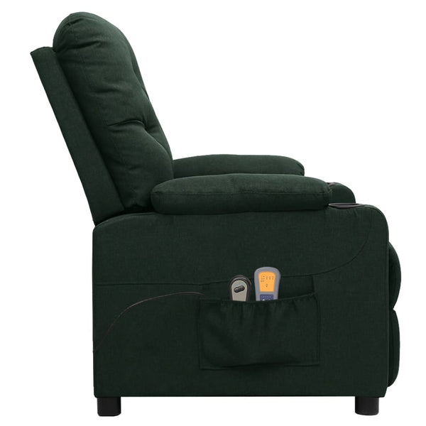 vidaXL Fauteuil de massage électrique Vert foncé Tissu