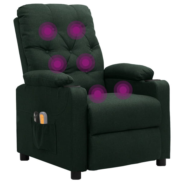 vidaXL Fauteuil de massage électrique Vert foncé Tissu