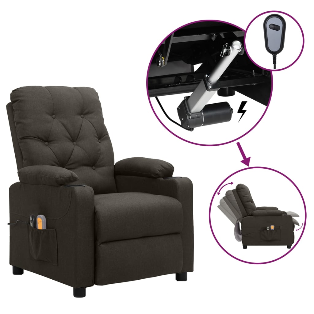 Massagesessel Elektrisch Taupe Stoff