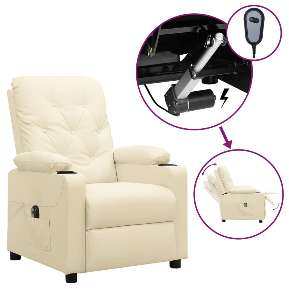 Relaxsessel Elektrisch Creme Kunstleder