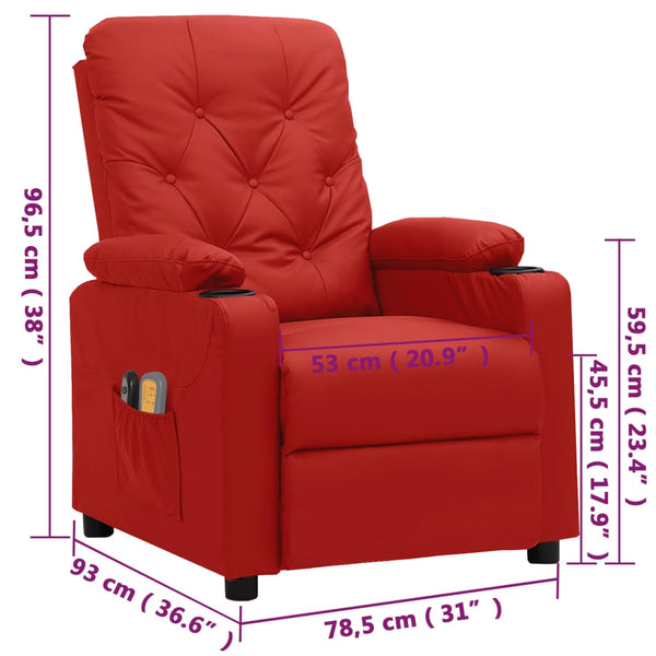 Massagesessel Elektrisch Weinrot Kunstleder