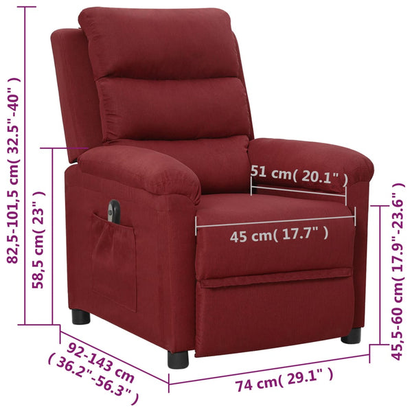 Relaxsessel Elektrisch Weinrot Stoff
