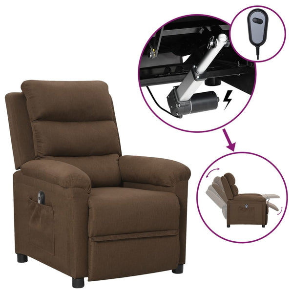 vidaXL Fauteuil relax électrique Marron Tissu