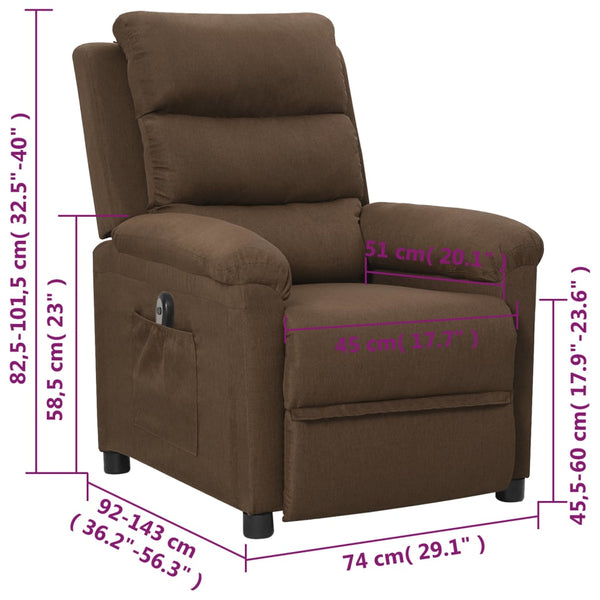 vidaXL Fauteuil relax électrique Marron Tissu