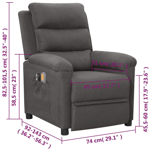 Massagesessel Elektrisch Dunkelgrau Stoff