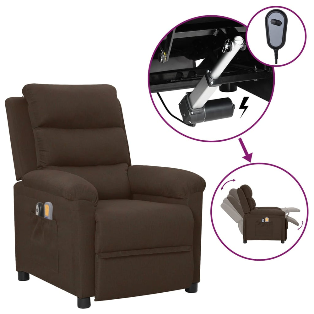 Massagesessel Elektrisch Dunkelbraun Stoff