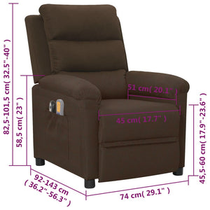 Massagesessel Elektrisch Dunkelbraun Stoff