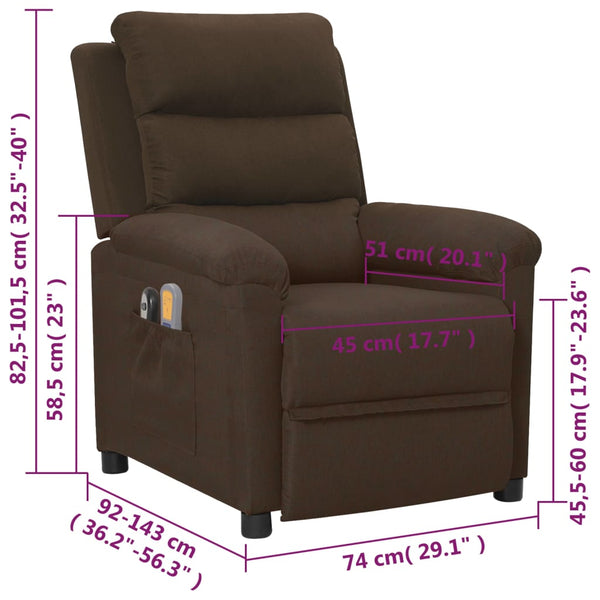 Massagesessel Elektrisch Dunkelbraun Stoff