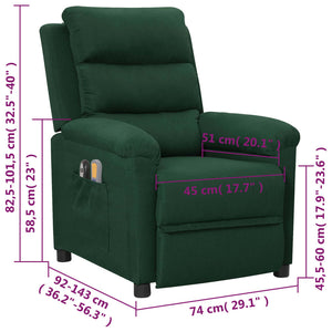 Elektrischer Massagesessel Dunkelgrün Stoff