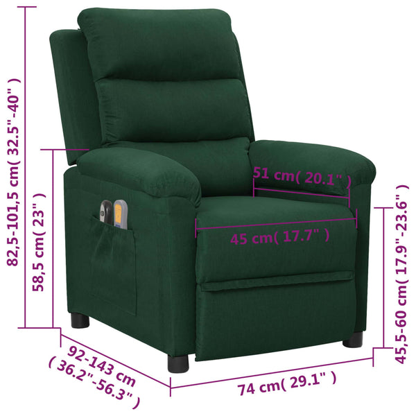 Elektrischer Massagesessel Dunkelgrün Stoff