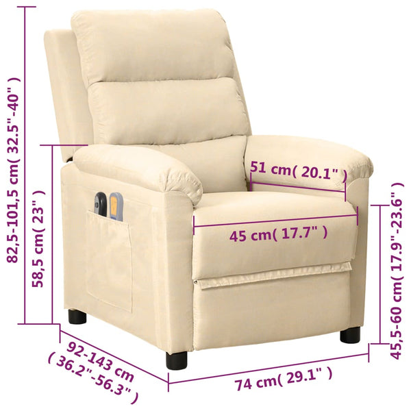 Massagesessel Elektrisch Creme Stoff