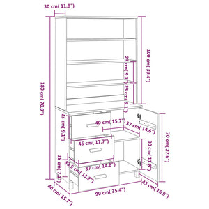 Highboard HAMAR Massivholz Kiefer Dunkelgrau