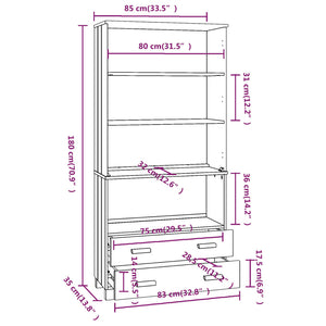 Highboard HAMAR Massivholz Kiefer Dunkelgrau
