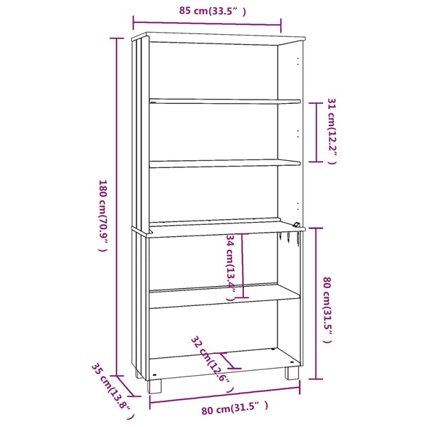 Highboard HAMAR Massivholz Kiefer Honigbraun
