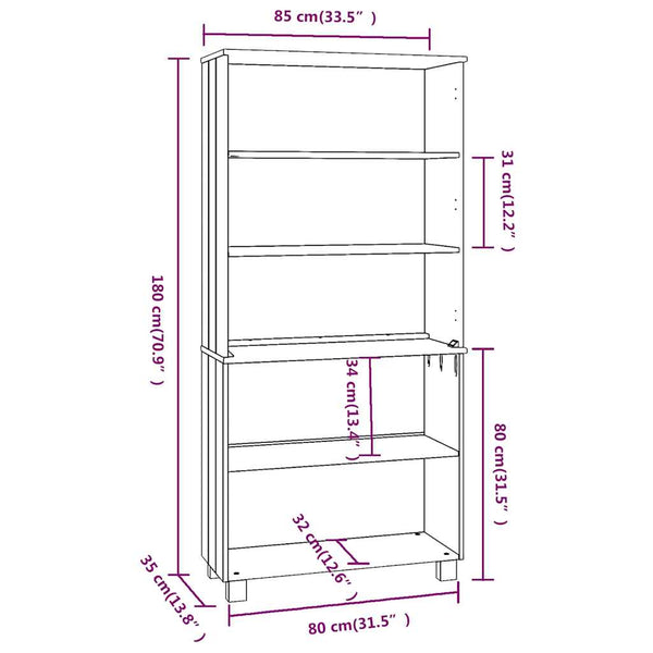 Highboard HAMAR Massivholz Kiefer Dunkelgrau