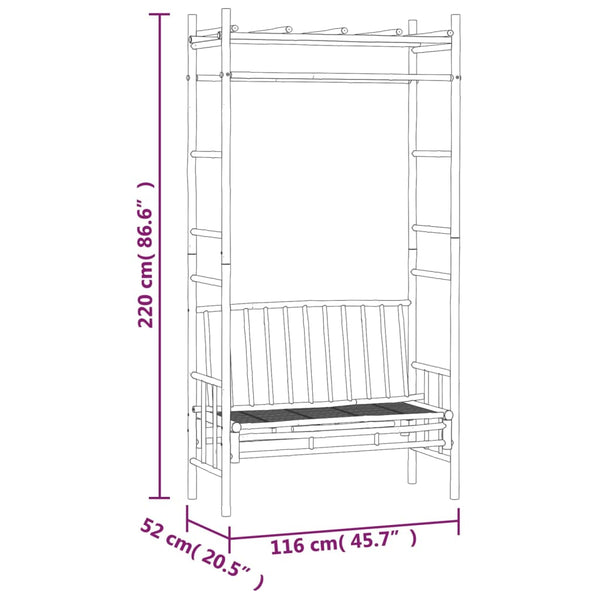 Gartenbank mit Pergola aus Bambus