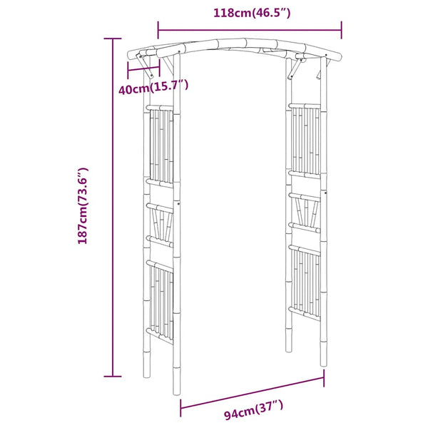 Bambus Rosenbogen für Garten 118x40x187 cm
