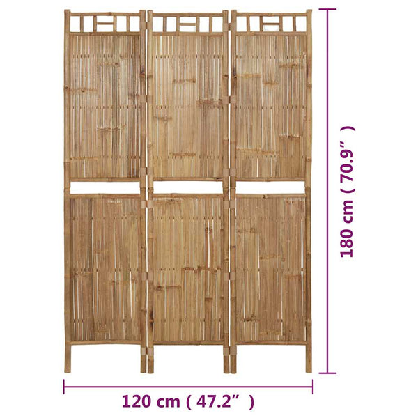 3-tlg Bambus Raumteiler 120x180 cm