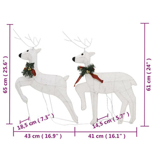 Rentier mit Schlitten Weihnachtsdekoration 100LEDs Outdoor Weiß