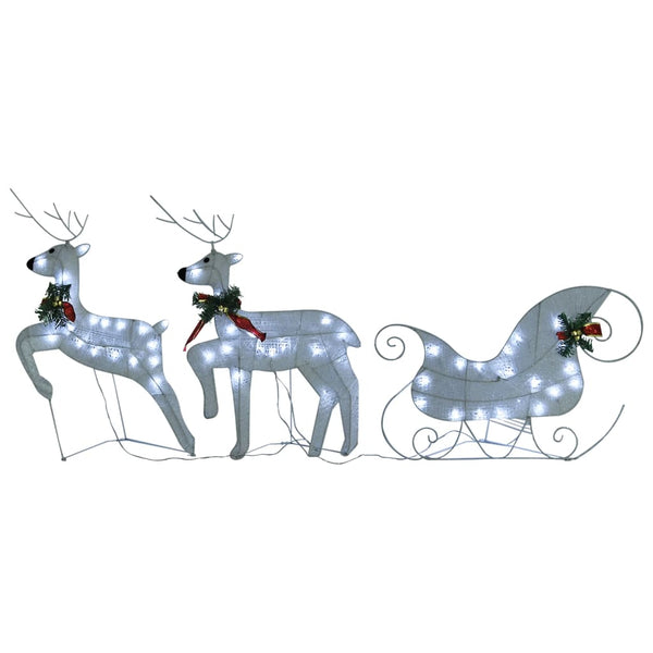 Rentier mit Schlitten Weihnachtsdekoration 100LEDs Outdoor Weiß