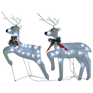 Rentier mit Schlitten Weihnachtsdekoration 100LEDs Outdoor Weiß