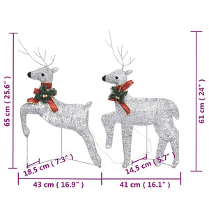 Rentier mit Schlitten Weihnachtsdekoration 140 LEDs Silbern