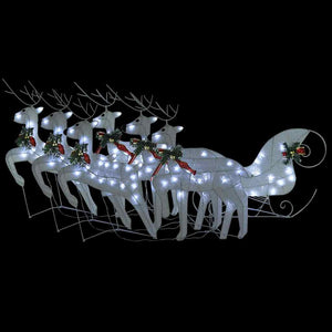 Rentier mit Schlitten Weihnachtsdekoration 140LEDs Outdoor Weiß