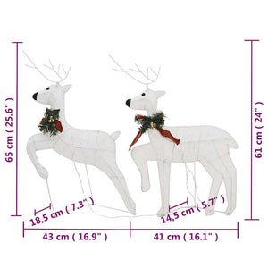 Rentier mit Schlitten Weihnachtsdekoration 140LEDs Outdoor Weiß