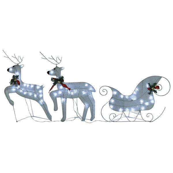 Rentier mit Schlitten Weihnachtsdekoration 140LEDs Outdoor Weiß