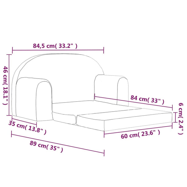 2-Sitzer Kindersofa mit Schlaffunktion Creme