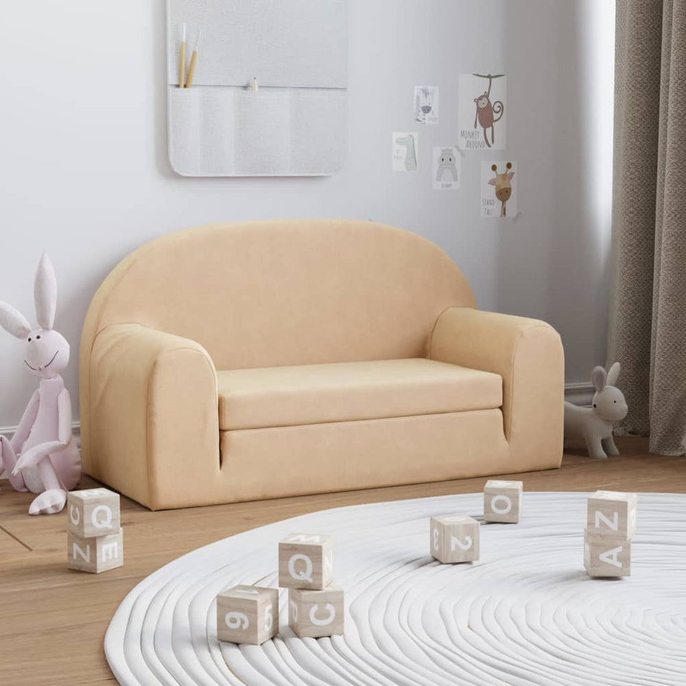 2-Sitzer Kindersofa mit Schlaffunktion Creme
