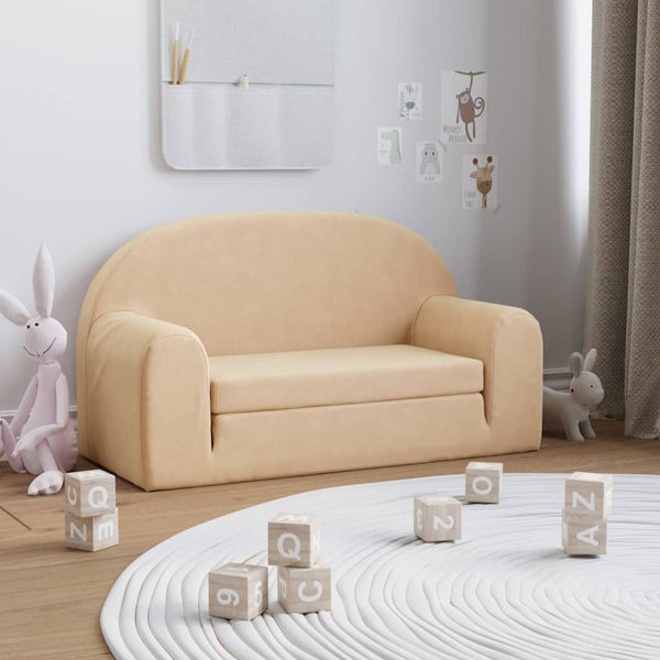 2-Sitzer Kindersofa mit Schlaffunktion Creme