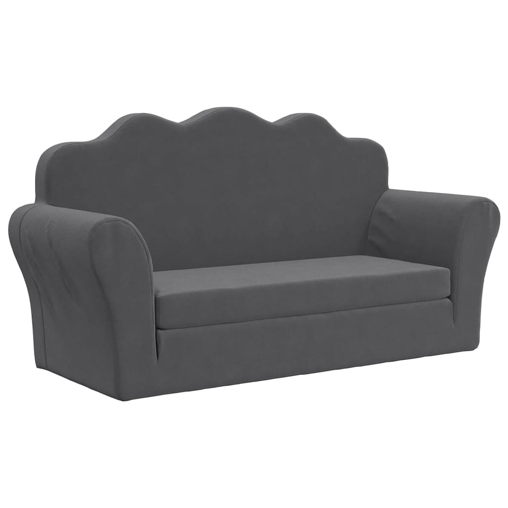 Kinderschlafsofa 2-Sitzer Anthrazit Plüsch