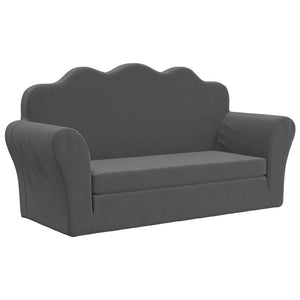 Kinderschlafsofa 2-Sitzer Anthrazit Plüsch