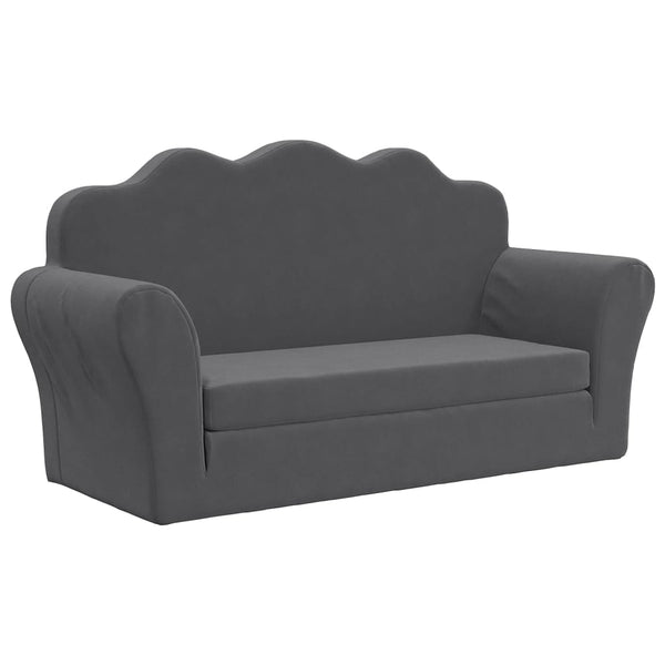 Kinderschlafsofa 2-Sitzer Anthrazit Plüsch