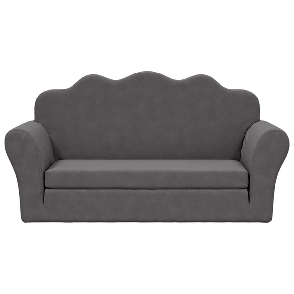 Kinderschlafsofa 2-Sitzer Anthrazit Plüsch