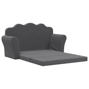 Kinderschlafsofa 2-Sitzer Anthrazit Plüsch