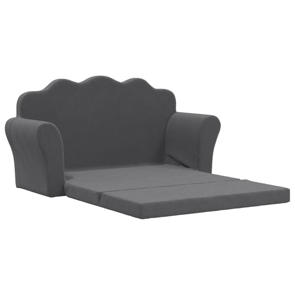 Kinderschlafsofa 2-Sitzer Anthrazit Plüsch
