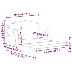 Kinderschlafsofa 2-Sitzer Anthrazit Plüsch