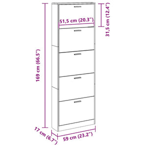 Schuhschrank Schwarz 59x17x169 cm