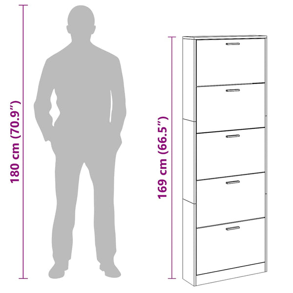Schuhschrank Schwarz 59x17x169 cm