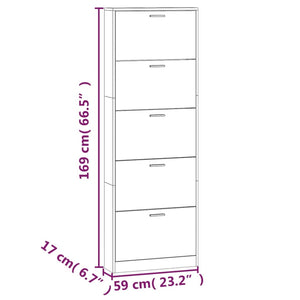 Hochglanz Schuhschrank Weiß 59x17x169 cm
