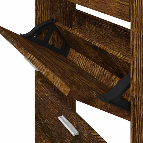 Schuhschrank Räuchereiche 59x17x169 cm